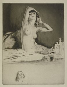 امرأة في مرحاضها ، رسم توضيحي لـ "ميتسو" بقلم سيدوني غابرييل كوليت (1873-1954) نُشر عام 1930 (الحفر والنقطة الجافة) بواسطة إدغار شاهين
