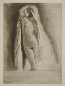 امرأة ملفوفة بملاءة، رسم توضيحي لـ "ميتسو" بقلم سيدوني غابرييل كوليت (1873-1954) نُشر عام 1930 (النقش والنقطة الجافة) بواسطة إدغار شاهين
