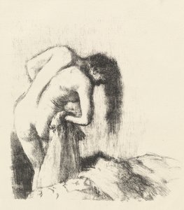 بعد الاستحمام يترك الحمام صفيحة صغيرة ، ج. 1891. بواسطة إدغار ديغا