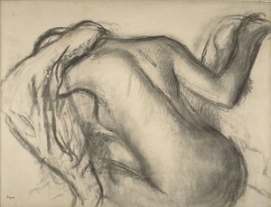 بعد الحمام ، امرأة تجفف شعرها ، c.1893-98 (فحم وطباشير بني على ورق)