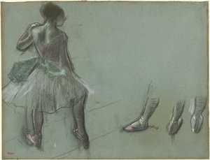 راقصة شوهدت من الخلف وثلاث دراسات للقدمين ، ج. 1878. بواسطة إدغار ديغا