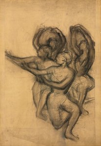 مجموعة الراقصين ، 1895-1900 (فحم على ورق متصل موضوعة على اللوح) بواسطة إدغار ديغا