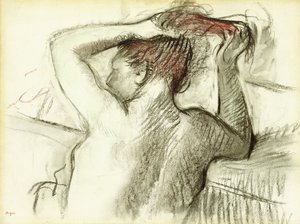 امرأة عارية تصفيف شعرها