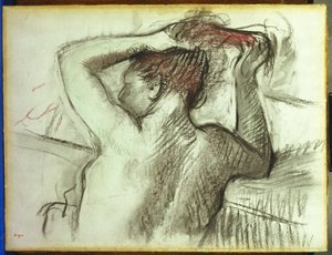 عارية تمشيط شعرها بواسطة إدغار ديغا