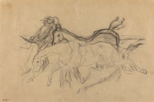 دراسة خيول السباق للمشهد من سباق الحواجز: The Fallen Jockey ، ج. 1881. بواسطة إدغار ديغا