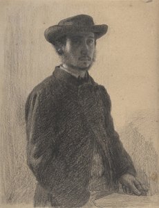 صورة ذاتية ، c.1857 (الطباشير الأسود والجرافيت مع الأبيض على ورق نسج البيج)
