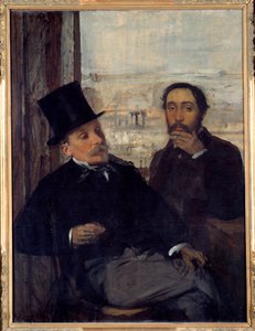 صورة ذاتية مع الرسام Evariste de Valernes (1816-1896) إدغار ديغا مثل نفسه على اليمين. رسم إدغار ديغا (1834-1917) 1865 صن. 1،16x0،89 م باريس ، متحف دورسيه - صورة شخصية للرسام إيفاريست دي فاليرن (1816-1896) - بواسطة إدغار ديغا