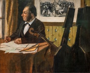 عازف التشيلو لويس ماري بيليت. حوالي 1868-1869. زيت على قماش. بواسطة إدغار ديغا