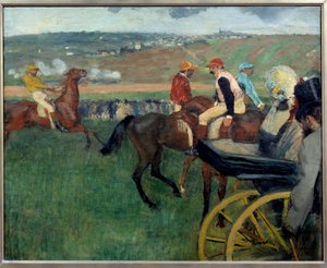 The racetrack, amateur jockeys near a car Painting by Edgar Degas (1834-1917) 1876-1887 Sun. 0,66x0,81 m Paris, Musee d