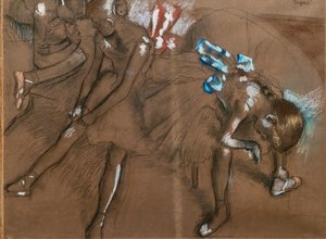 ثلاثة راقصين. حوالي عام 1880. فحم وباستيل على ورق بواسطة إدغار ديغا