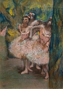 ثلاث راقصات في تنانير سمك السلمون. 1904-1906. باستيل على ورق ماروفل على ورق مقوى. بواسطة إدغار ديغا