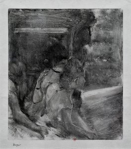 الى المسرح. حوالي عام 1878. يحتوي Monotype على حبر أسود من الصين. بواسطة إدغار ديغا