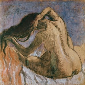 امرأة تمشيط شعرها ، 1905-10 (لون باستيل على ورق)
