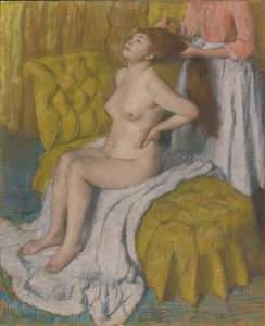 امرأة لها شعرها ممشط ، c.1886-88 (باستيل على ورق نسج أخضر فاتح متصل بجلب اللوح)