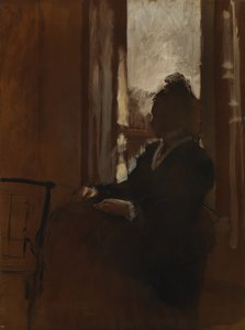 امرأة في نافذة ، c.1871-2 (زيت على ورق على كتان) بواسطة إدغار ديغا