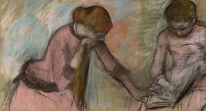 الفتيات الصغيرات ينظرن إلى ألبوم ؛ فتيات صغيرات ينظرن إلى ألبوم ، ج 1884 بواسطة إدغار ديغا