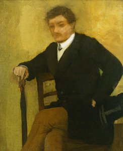 الرجل الشاب، جلسة، ب، السترة، أيضا، المظلة؛ شاب يجلس مع جاكويت ومظلة ، c.1864-1868 بواسطة إدغار ديغا