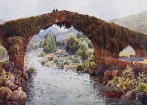 شمال إسبانيا: الجسر فوق سيلا (صورة ملونة)