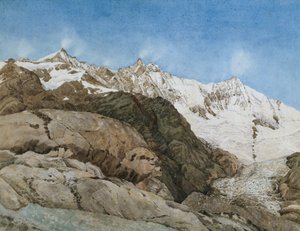 The Mischabe Horner من Saas-Fee ، فاليه ، سويسرا (مرحاض مع غواش على ورق) بواسطة إديث باين