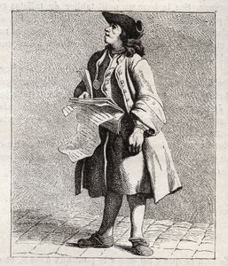 Le crieur des numos winners (Loto) - Petity metier de Paris (Études prises dans le bas Peuple, ou les Cris de Paris) - engraving by Edme Bouchardon (1698-1762) بواسطة إدم بوشارون