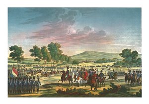 مناورة الحرس الإمبراطوري بحضور اثنين من الأباطرة في تيلسيت ، 28 يونيو 1807 ، c1850