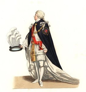 جورج فريدريك أوغست (1727-1760) ، أمير ويلز ، إنجلترا القرن الثامن عشر - الطباعة الحجرية استنادًا إلى رسم إيضاحي من إدموند ليتشيفالييه شيفينارد (1825-1902) ، من "Costumes historyiques des 16th" بواسطة ادمون ليتشيفالييه شيفينارد