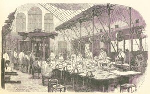 صاغة الفضة في العمل في مصنع كريستوفل لأدوات المائدة في باريس ، حانة. 1875. بواسطة ادموند مورين