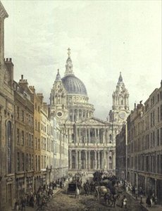 كاتدرائية القديس بولس ، تطل على Ludgate Hill ، حانة. 1852 بواسطة LLoyd Bros. & Co. (aquatint) بواسطة ادموند (بعد) ووكر