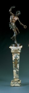يلقي على غرار نموذج من Goldscheider ، على غرار الساخر راقص يعزف على الصنج بواسطة إدموند كلوتس
