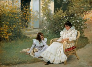 أم وابنتها في لوحة حديقة بريتون بواسطة إدوارد ديبات بونسان (1847-1913) 1898 جولات ، متحف الفنون الجميلة