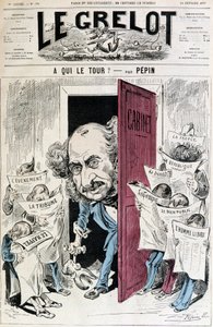 (كارتون عن الرقابة على الصحف) - بيبين ، في "" لو غريلو "في 18/2/1877