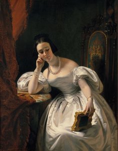 فتاة صغيرة مع صورة ، ج. 1840.