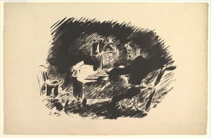 ذات مرة في منتصف الليل كئيب. رسم توضيحي للغراب بواسطة إدغار آلان بو ، 1875. بواسطة إدوارد مانيه