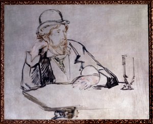 صورة للروائي الأيرلندي جورج مور (1852-1933) في المقهى رسم إدوارد مانيه (1832-1883) 1879 نيويورك. متحف الفن الحديث بواسطة إدوارد مانيه
