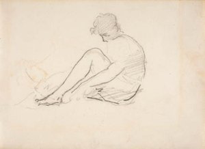 امرأة جالسة (رسم خفيف لرأس الرجل) بواسطة إدوارد مانيه