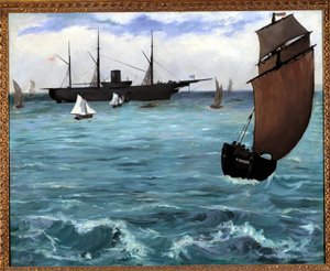 السفينة الأمريكية Kearsarge لديها لوحة بولوني سور مير إدوارد مانيه (1832-1883) 1864. مجموعة خاصة بواسطة إدوارد مانيه