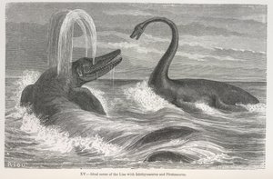 "المشهد المثالي للياس مع Ichthyosaurus و Plesiosaurus" بواسطة إدوارد ريو