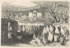 المرابط والموكب: تلمسان ، نقش هنري ثيوفيل هيلديبراند (1824-1897) بواسطة إدوارد ريو