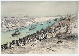 ممر إلى الجسر في افتتاح قناة السويس بواسطة ج. نيكول. 1869 بواسطة إدوارد ريو