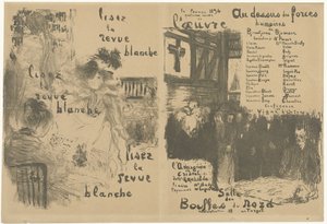 كتيب برنامج الغلاف مع إعلان عن La Revue Blanche والإعلان عن مسرحية Au-dessus des Forces humaines Lisez la Revue blanche Au-dessus des القوات البشرية بواسطة إدوارد فويلارد
