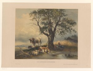 شخصيات كثيرة تستريح في منظر طبيعي Des Landmans Mittagsruhe (العنوان على الكائن) بواسطة فريدريش جورمان