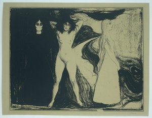 المرأة في ثلاث مراحل (العنوان الأصلي) امرأة (أبو الهول) (العنوان الأصلي) بواسطة إدوارد مونش (توقيع الفنان)