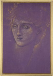 رأس امرأة ، 1890 (طلاء ذهبي على أرضية أرجوانية) بواسطة إدوارد بورن جونز