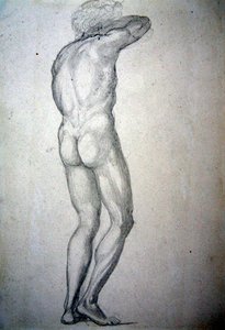 دراسة عارية واقفة ، حوالي 1873 (قلم رصاص على ورق) بواسطة إدوارد كولي بورن جونز