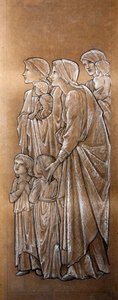 دع الأطفال الصغار يأتون إليّ (طباشير أبيض وأسود على ورق) بواسطة إدوارد كولي بورن جونز