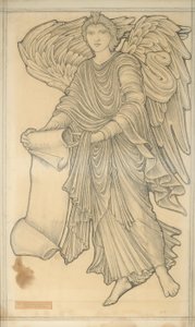 Angel with Scroll - الشكل رقم عشرة ، 1880 (طباشير على ورق) بواسطة إدوارد بورن جونز