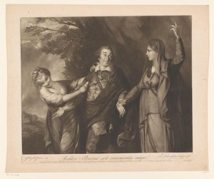 Portret van David Garrick tussen يجسد فان الكوميديا ​​والمأساة لإرجاع الشخص يعرف مدى ملاءمة كل (العنوان على الكائن)