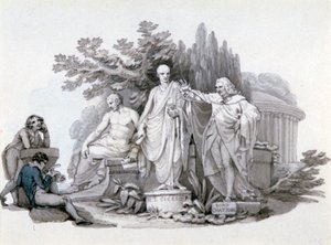 "شابان يفكران في تماثيل ديموسثينيس ، شيشرون وبيت" ، 1780-1848 بواسطة إدوارد فرانسيس بورني