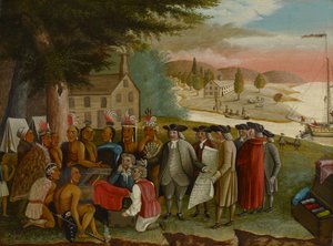 معاهدة بن مع الهنود ، 1830-40 (زيت على قماش) بواسطة إدوارد هيكس