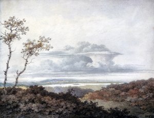 منظر طبيعي ريفي مع دراسات سحابية لاحقة بقلم لوك هوارد (1772-1864) c.1808-11 (مرحاض على ورق)